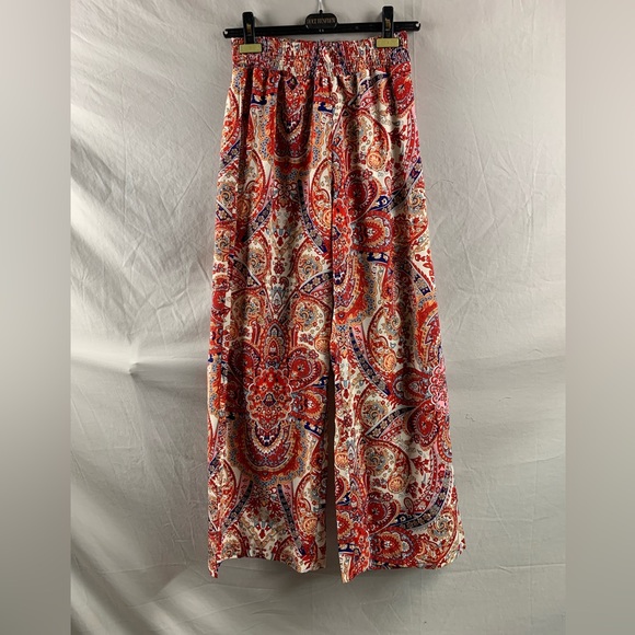 Paisley Print Wide Leg Pants Red - Picture 6 of 8